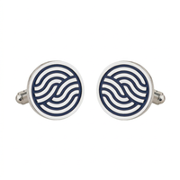 Leheriya Blue Enamel Silver Plated Cufflinks