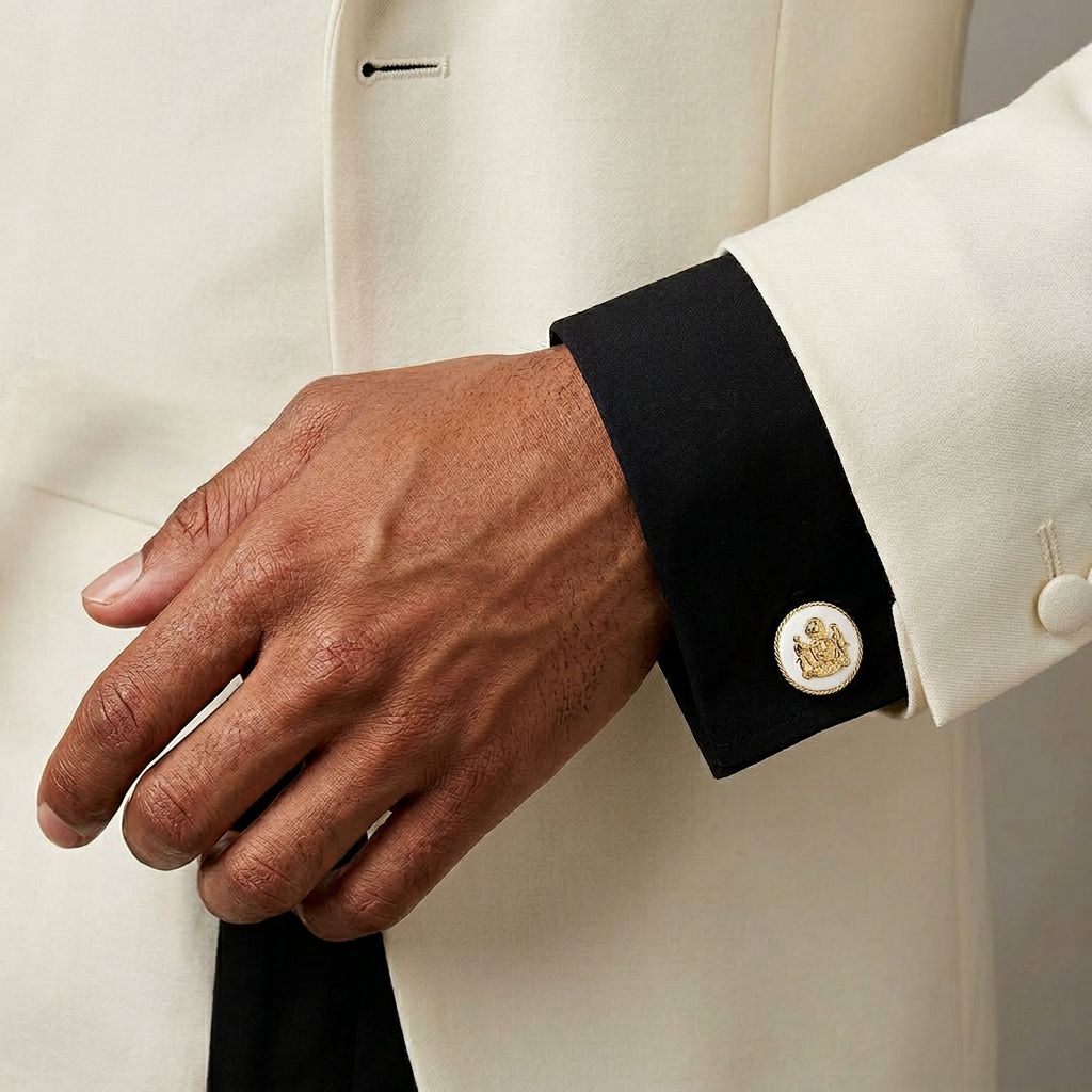 White Mewar Clan Gold Plated Cufflinks