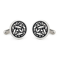 Jodhpur Heritage Avian Black Enamel Silver Plated Cufflinks