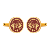 Sparrow Lush Flora Red Enamel Gold Plated Cufflinks