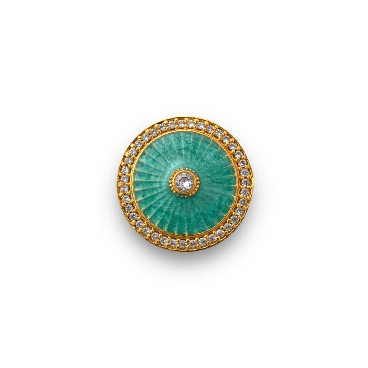 Gold Plated Emerald Green Guilloche Buttons | Sherwani Buttons | JRT Handicrafts