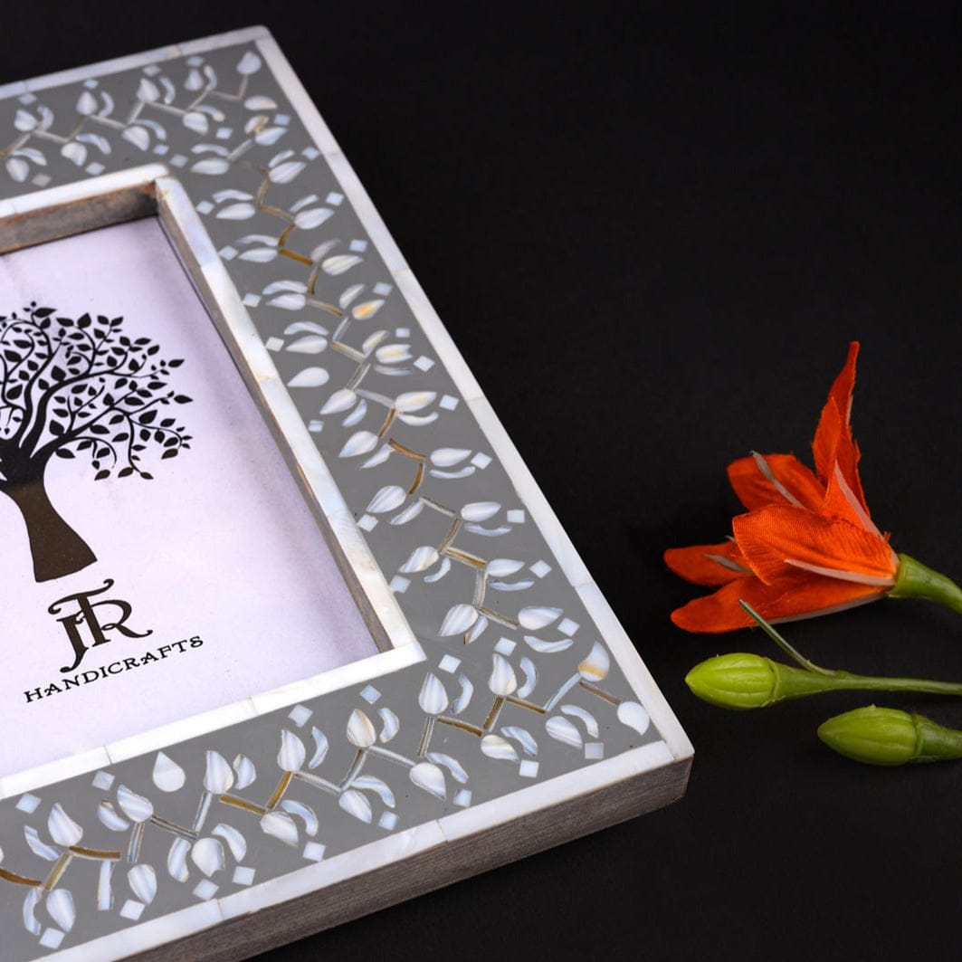 Jodhpur Mother of Pearl Picture Frame - Grey | grey wall hanging photo frame | JRT Handicrafts