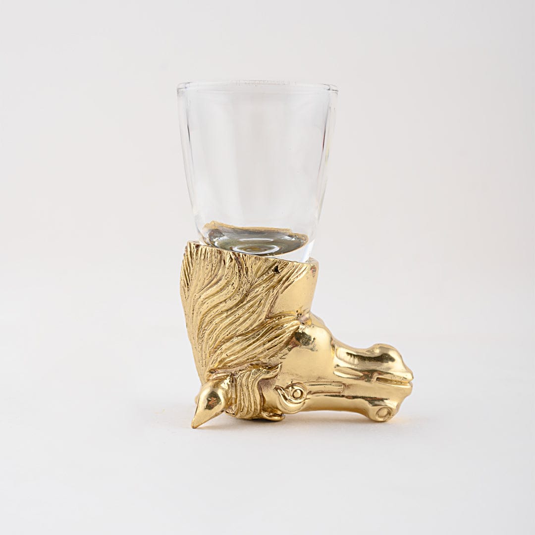 Handcrafted Brass Metallic Horse Vodka Shot Glasses | premium barware gift set | JRT Handicrafts