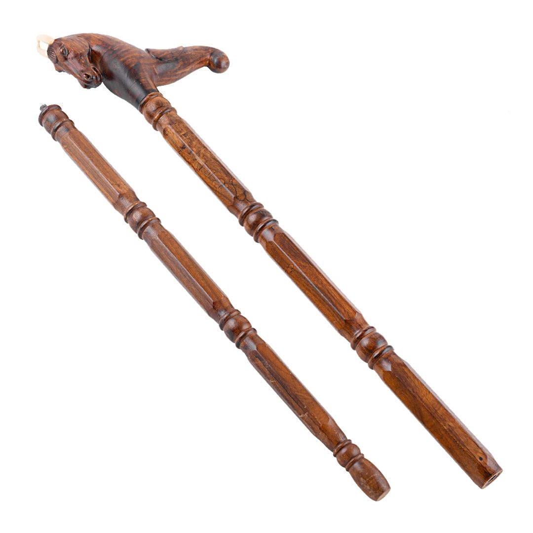 Handcrafted Makore Wood Finish Stallion Walking Stick Online | JRT Handicrafts