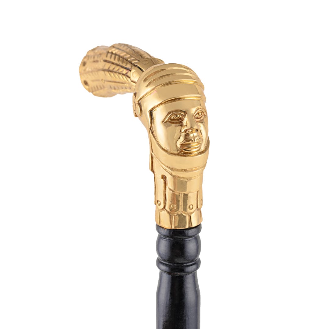 Elegant Roman Soldier Brass-Embellished Black Walking Stick | mens walking sticks | JRT Handicrafts