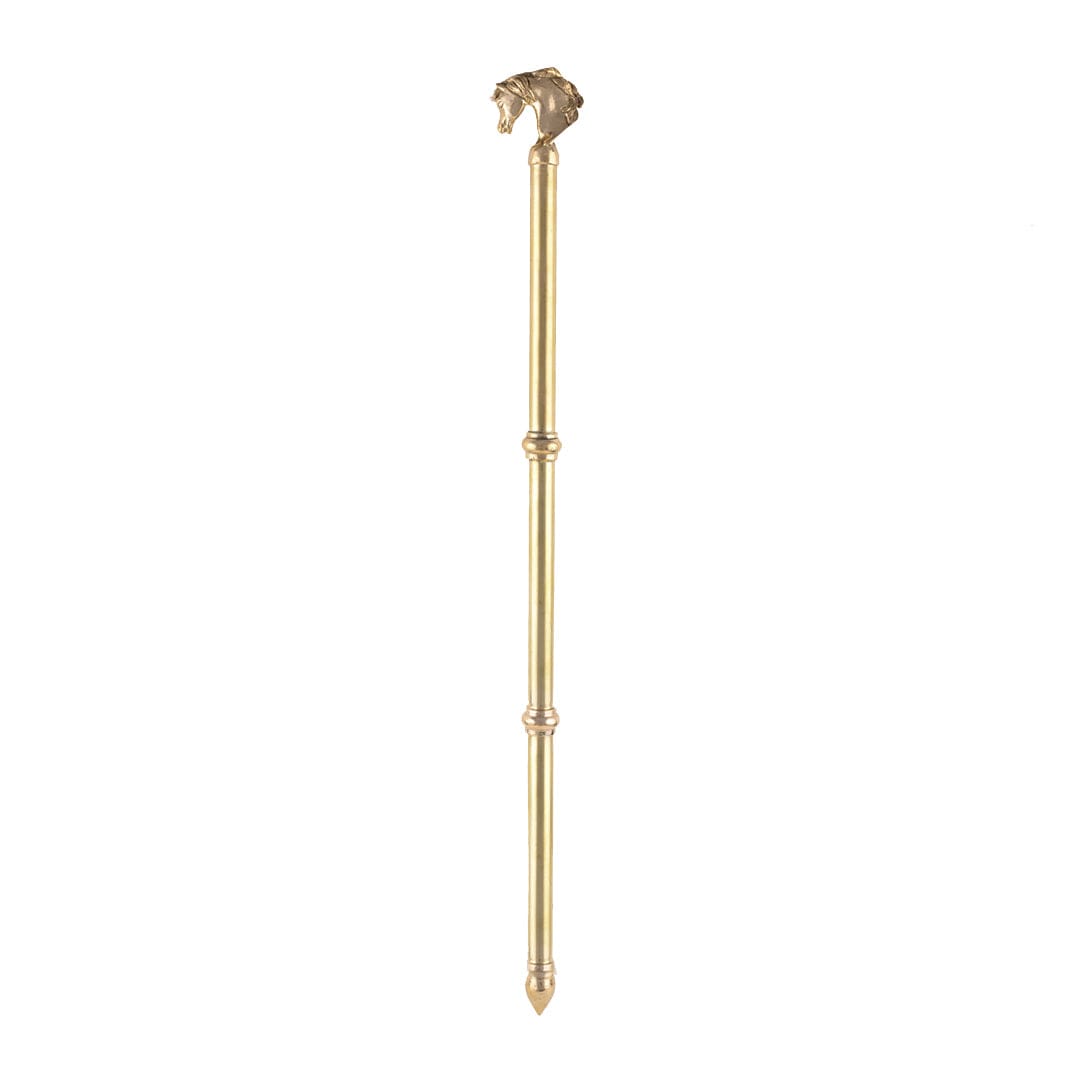 Stallion Head Brass Metallic Stick