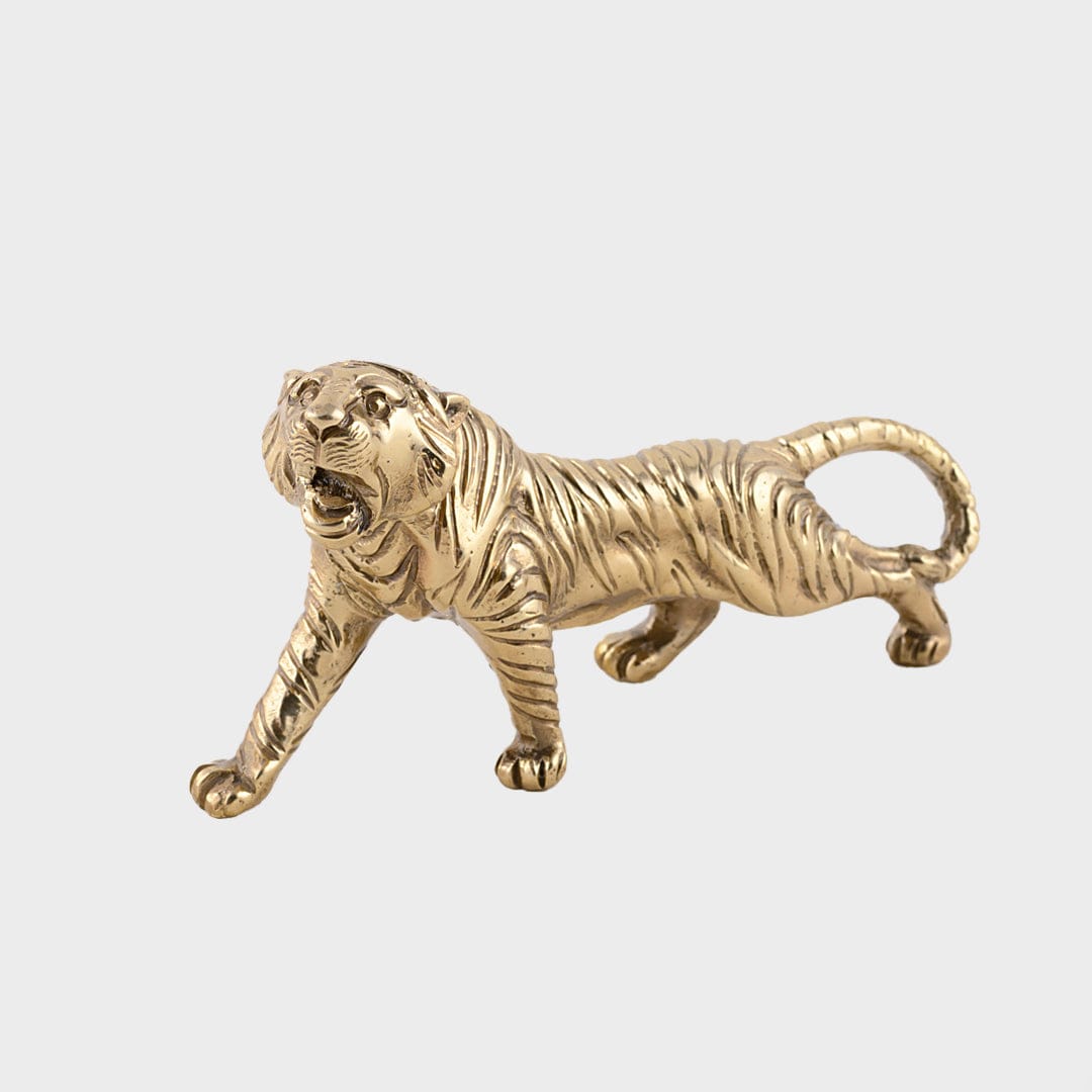 Handcrafted Brass Metallic Tiger Paperweight | office table decoration items | home decor statues | JRT Handicrafts