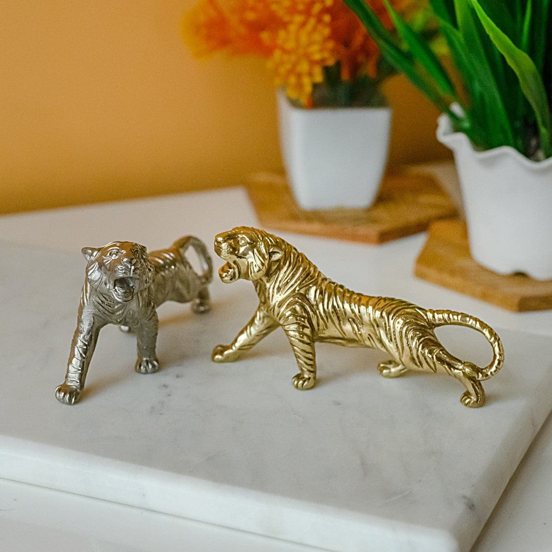 Handcrafted Brass Metallic Tiger Paperweight | office table decoration items | premium home decor gift items | JRT Handicrafts