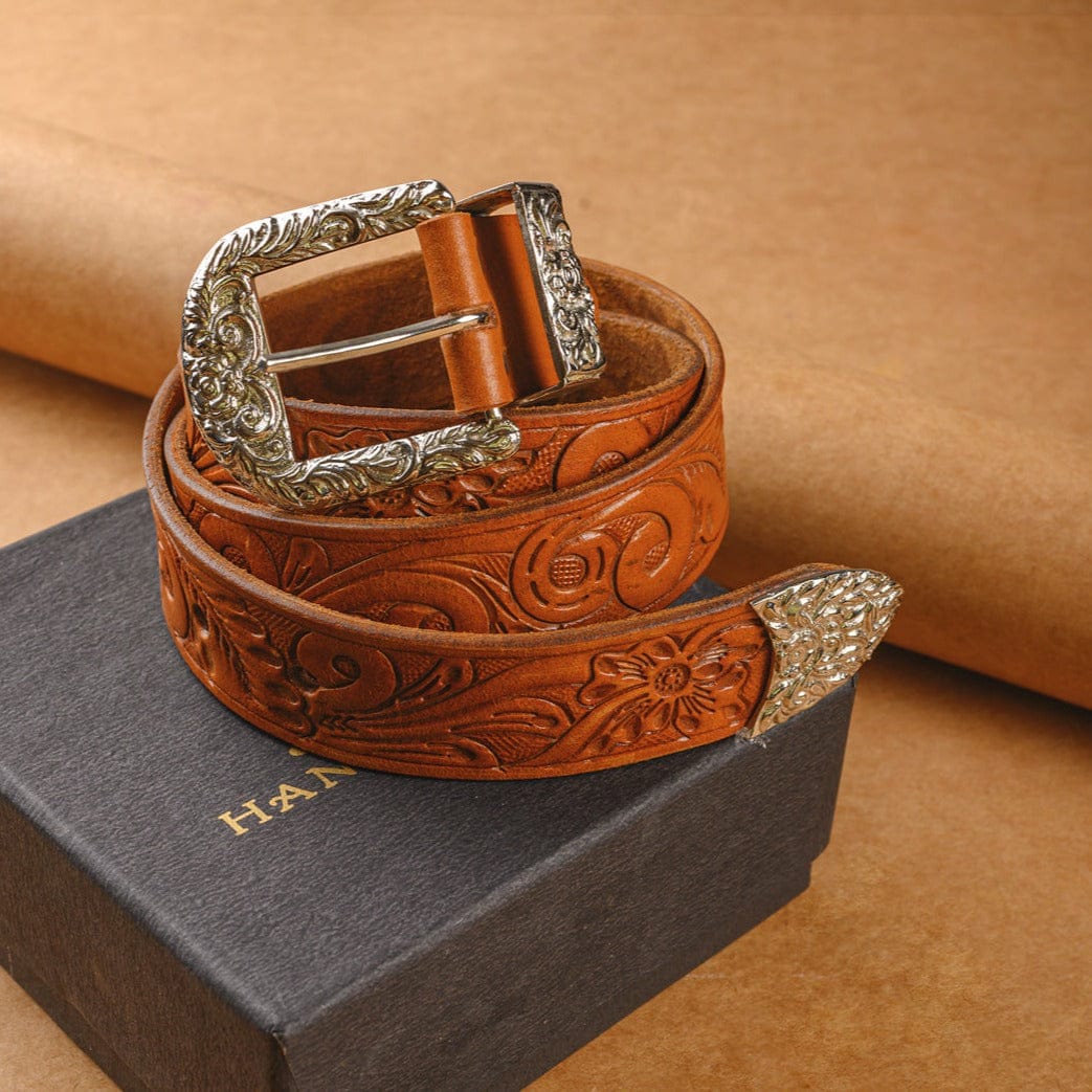 Handcrafted Western Tan Belt Online | genuine leather belt for mens | JRT Handicrafts