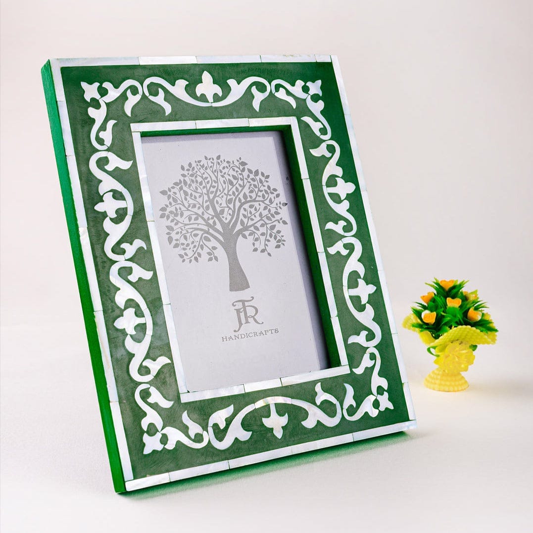 Jodhpur Mother of Pearl Picture Frame - Green | green photo frame online | single photo frames | JRT Handicrafts