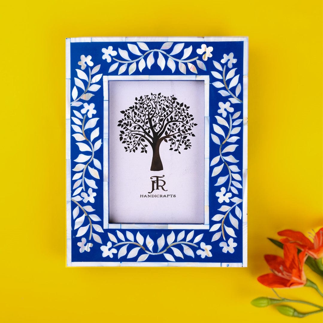 Jodhpur Mother of Pearl Picture Frame - Blue | blue single photo frames | blue wall hanging photo frame | JRT Handicrafts