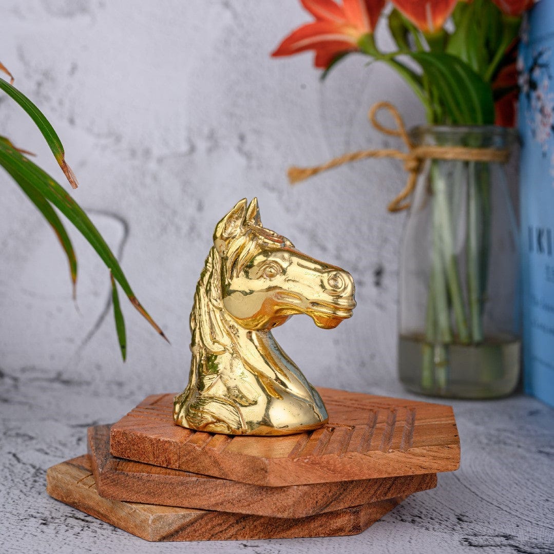 Handcrafted Brass Stallion Head Paperweight | table decor items | home decor showpiece | JRT Handicrafts