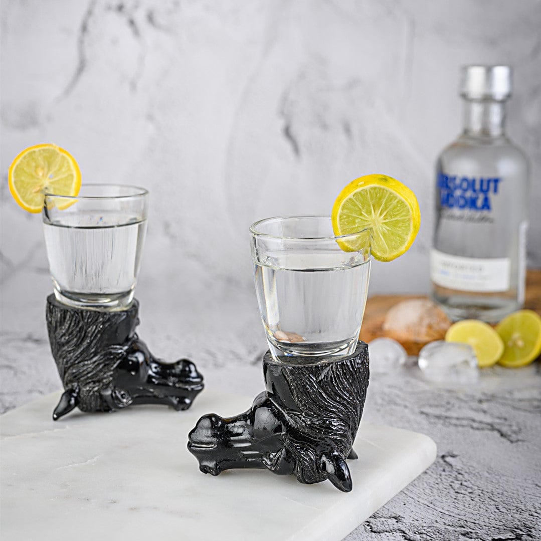 Handcrafted Black Horse Vodka Shot Glasses | barware gift set online | JRT Handicrafts