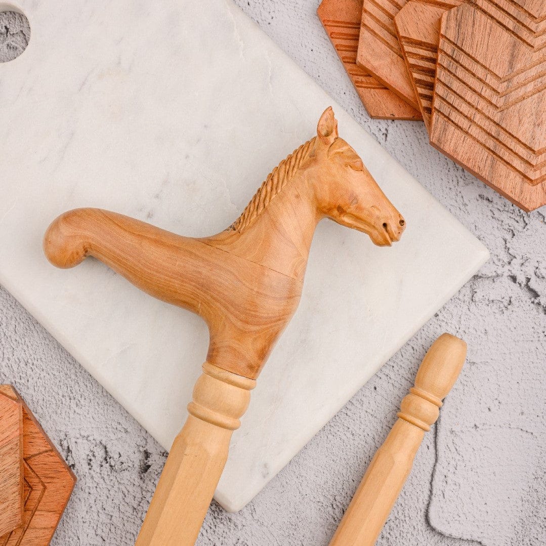 Exclusive Handcrafted Ash Wood Stallion Walking Stick | JRT Handicrafts