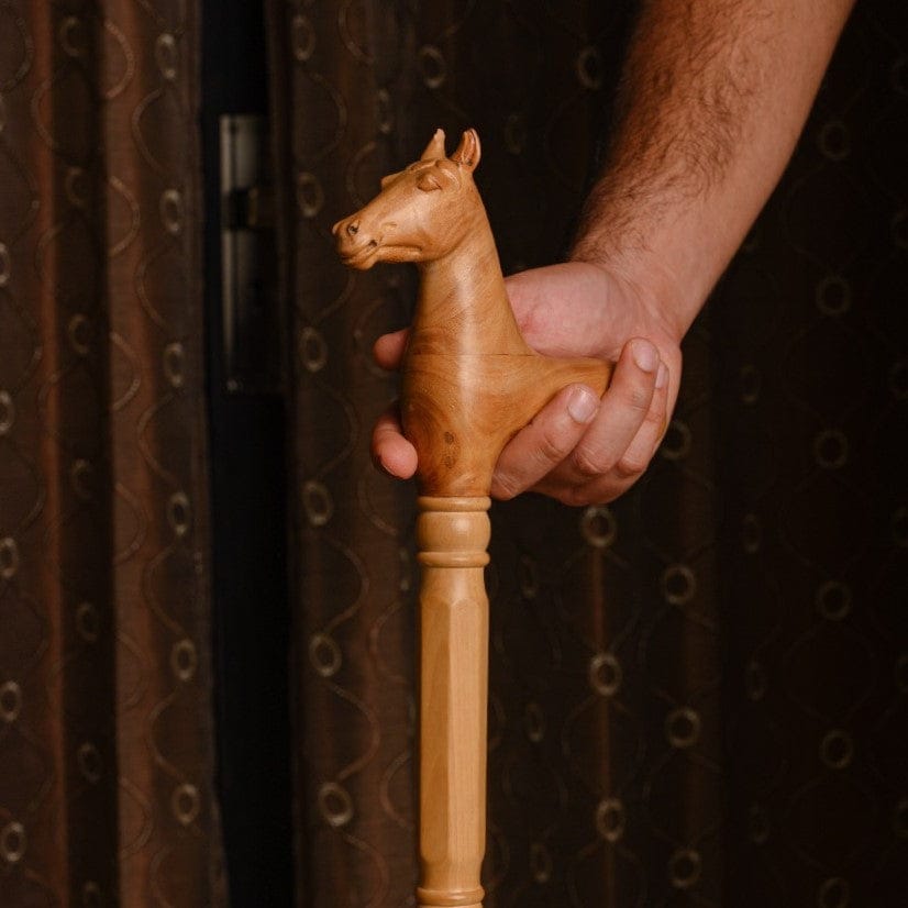 Exclusive Handcrafted Ash Wood Stallion Walking Stick | wooden walking sticks | JRT Handicrafts