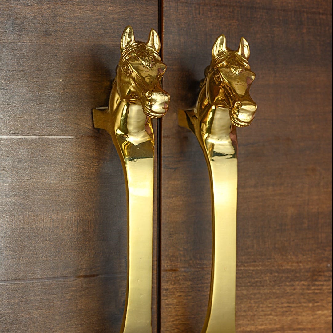 Luxurious Stallion Head Brass Metal Door Handle | premium brass door handles | JRT Handicrafts 